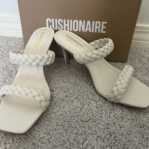 Cushionaire Women's White Braided Heels